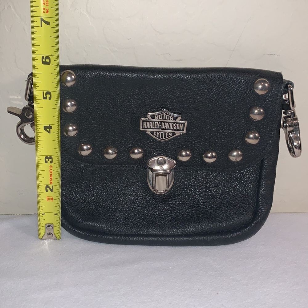 HARLEY-DAVIDSON BRAND NEW BLACK LEATHER PUSH LOCK BELT BAG - Picture 6 of 6